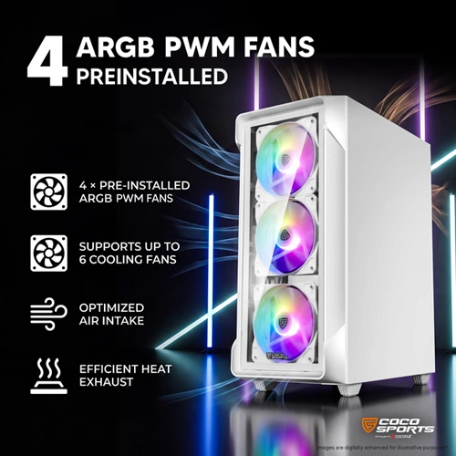 Coconut Nova X220 White ARGB ATX Mid Tower Case