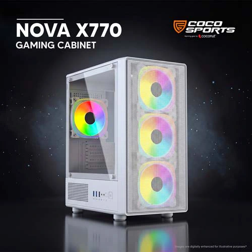 Coconut Nova X770 White ARGB M-ATX Mini Tower Case