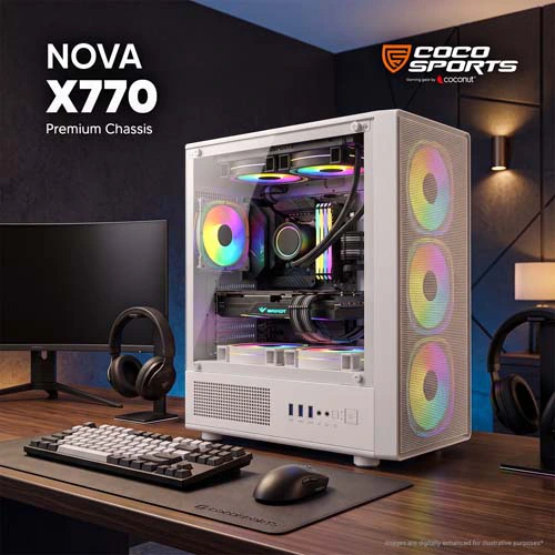 Coconut Nova X770 White ARGB M-ATX Mini Tower Case