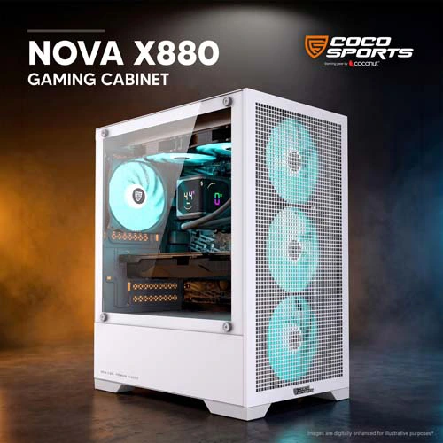 Coconut Nova X880 White ARGB M-ATX Mini Tower Case
