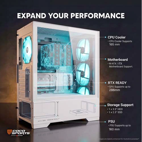 Coconut Nova X880 White ARGB M-ATX Mini Tower Case
