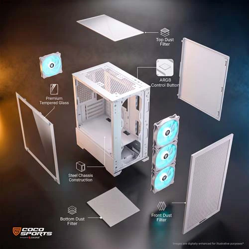 Coconut Nova X880 White ARGB M-ATX Mini Tower Case