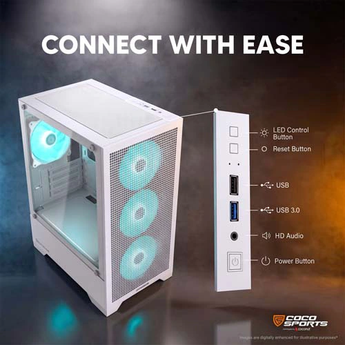 Coconut Nova X880 White ARGB M-ATX Mini Tower Case