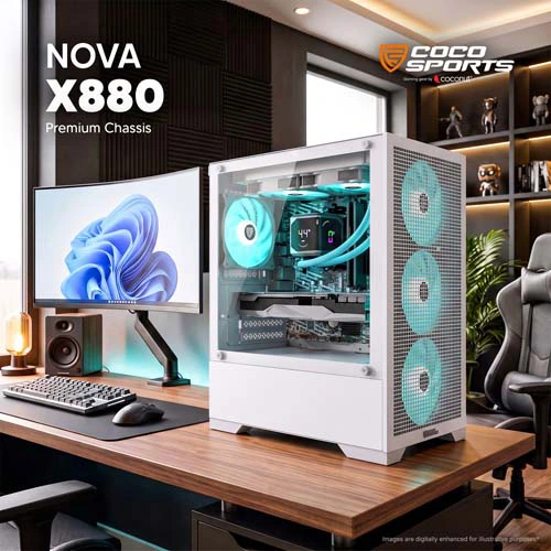 Coconut Nova X880 White ARGB M-ATX Mini Tower Case