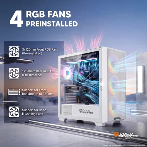 Coco Sports RAMPAGE Elite White ARGB ATX Mid Tower Case