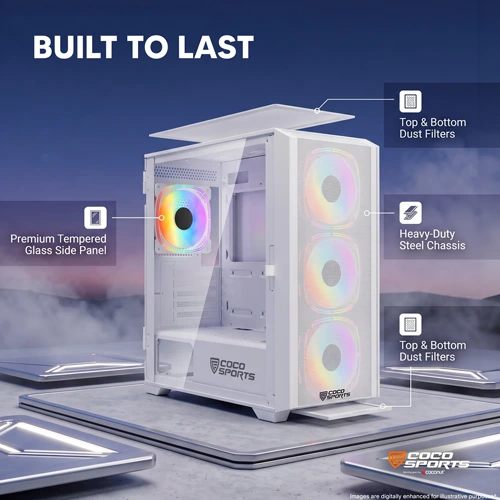 Coco Sports RAMPAGE Elite White ARGB ATX Mid Tower Case