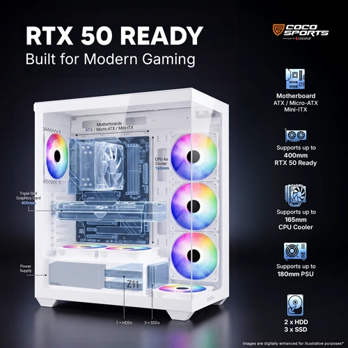 Coco Sports STARK Z11 White ARGB ATX Mid Tower Case