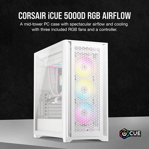 Corsair iCUE 5000D RGB Airflow White E-ATX Mid Tower Case