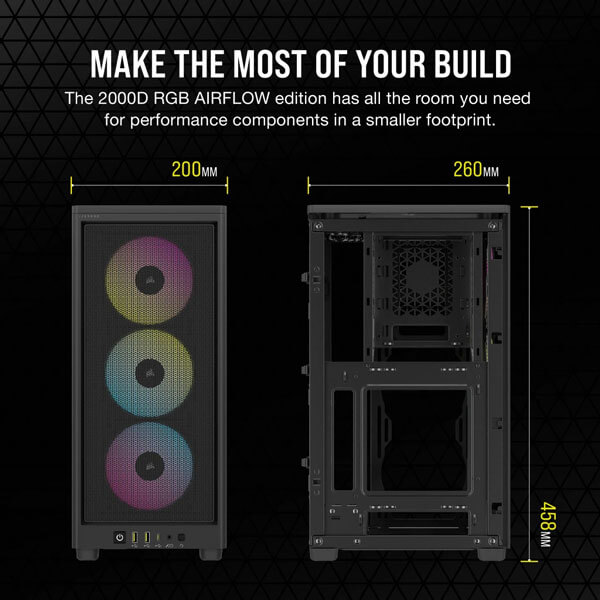 Corsair 2000D RGB Airflow (M-ITX) Mini Tower Cabinet (Black)