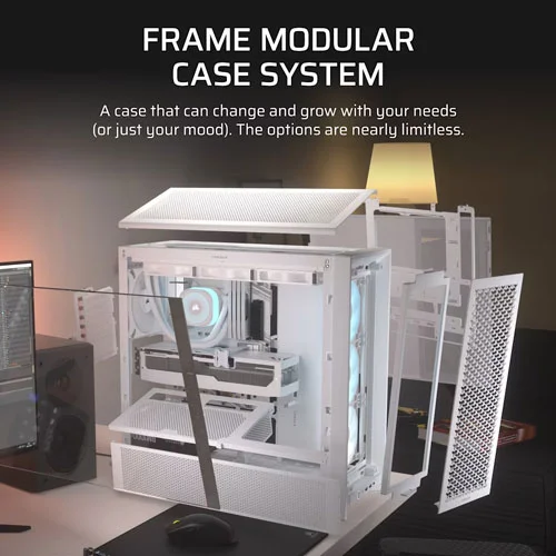 CORSAIR Frame 4000D RS ARGB White E-ATX Mid Tower Case