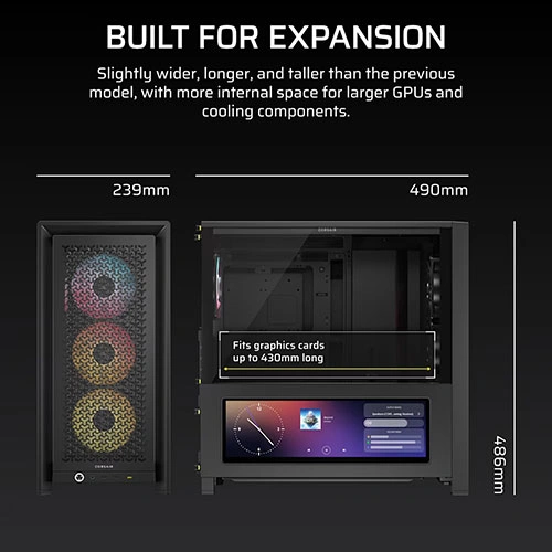 Corsair Frame 4000D LCD RS ARGB Premium E-ATX Mid Tower Case