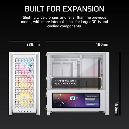 Corsair Frame 4000D LCD RS ARGB White Premium E-ATX Mid Tower Case