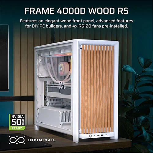 Corsair Frame 4000D Wood RS Modular White E-ATX Mid Tower Case