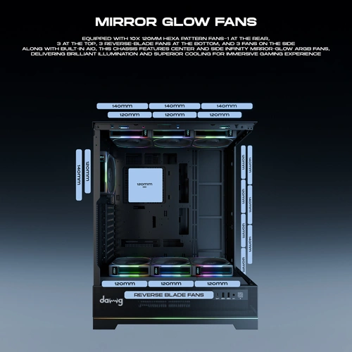 Dawg Y 990 ARGB E-ATX Mid Tower Case with Pre-installed 360mm AIO Cooler