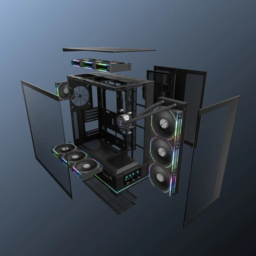 Dawg Y 990 ARGB E-ATX Mid Tower Case with Pre-installed 360mm AIO Cooler