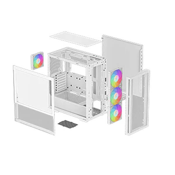 DeepCool CH560 WH Mesh ARGB (E-ATX) Mid Tower Cabinet (White)