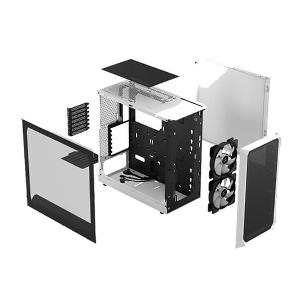 Fractal Design Focus 2 Mesh RGB White TG Clear Tint ATX Mid Tower Case