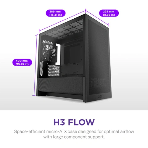NZXT H3 Flow M-ATX Mini Tower Case 2025 Edition