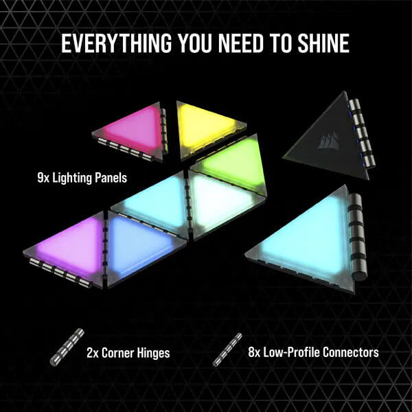 Corsair iCUE LC100 Mini Triangle Case Accent RGB Lighting Panels (9x Tile Expansion Kit)