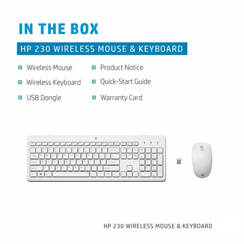HP 230 Wireless White Keyboard and Mouse Combo