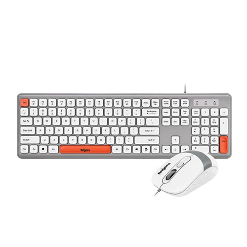 Fingers Velvet Combo C4 Rangeela Series Pearl Grey and White Keyboard and Mouse