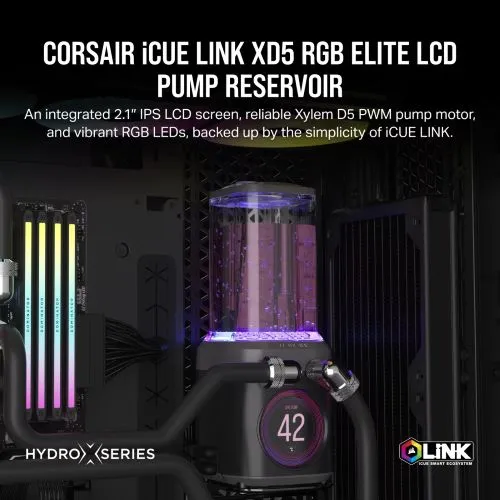 CORSAIR iCUE LINK XD5 RGB Elite LCD Pump and Reservoir– Gray