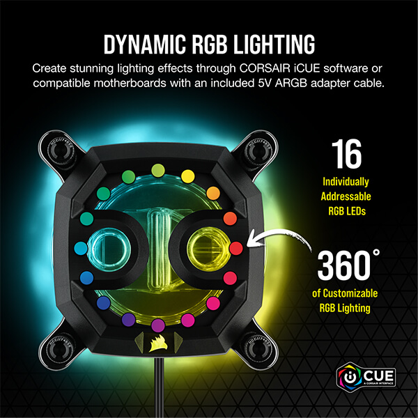 CORSAIR Hydro X Series XC9 RGB CPU Water Block (2066/sTRX4) – Black