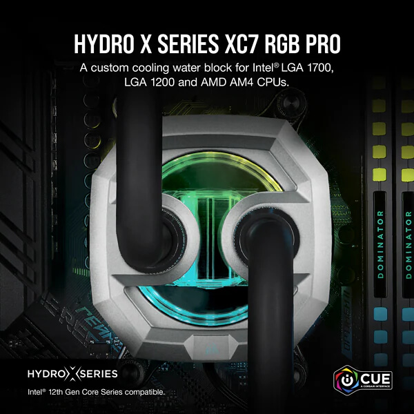 CORSAIR Hydro X Series XC7 RGB PRO CPU Water Block (1700/1200/AM5/AM4) - Silver