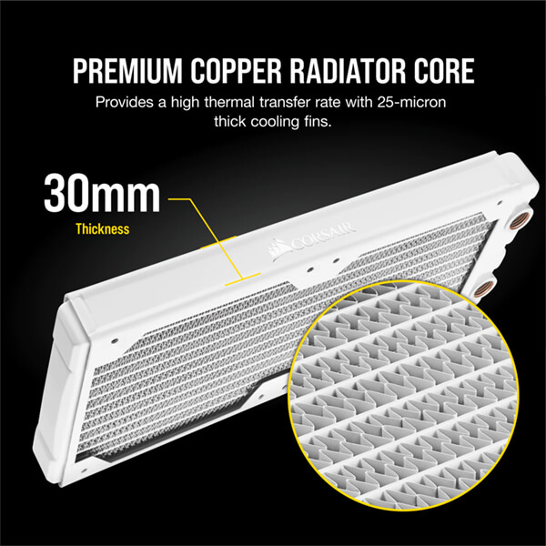 CORSAIR Hydro X Series XR5 280mm White Water Cooling Radiator