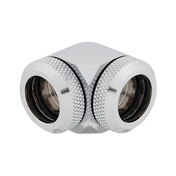 Corsair Hydro X Series XF Hardline 90° 14mm OD Fitting Twin Pack (Chrome)