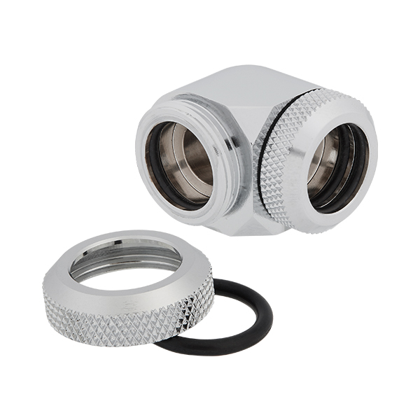 Corsair Hydro X Series XF Hardline 90° 14mm OD Fitting Twin Pack (Chrome)