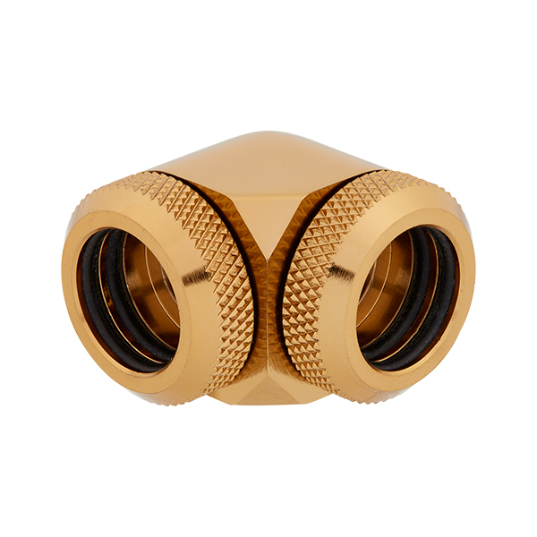 Corsair Hydro X Series XF Hardline 90° 14mm OD Fitting Twin Pack (Gold)