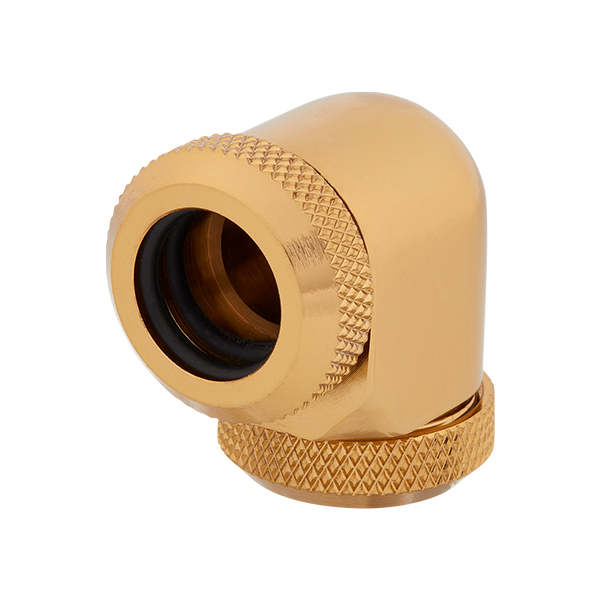Corsair Hydro X Series XF Hardline 90&deg; 12mm OD Fitting Twin Pack (Gold)