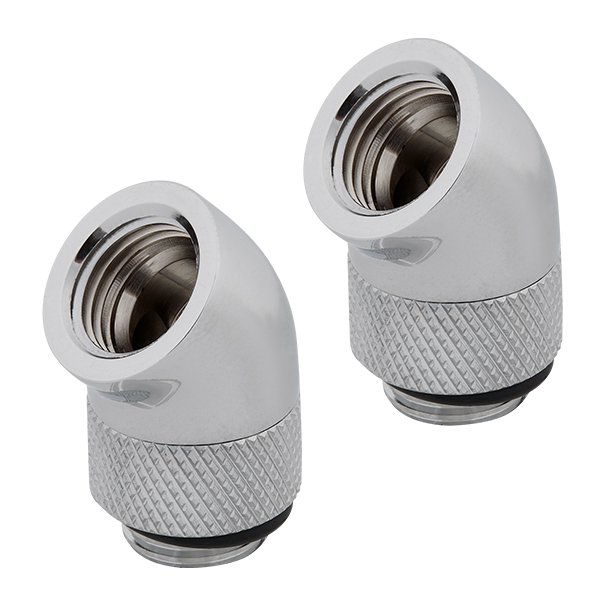 Corsair Hydro X Series XF Hardline 45° Rotary Adapter Twin Pack (Chrome)