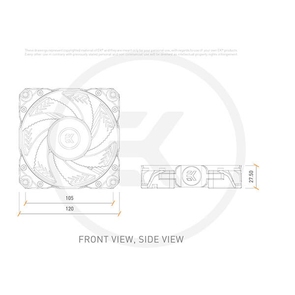 EK-Vardar X3M 120ER - 120mm D-RGB Cooling Fan (2200RPM, 67CFM) - White