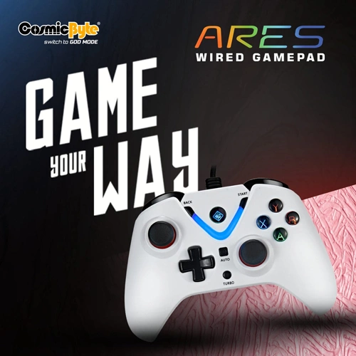 Cosmic Byte Ares White Wired Game Controller