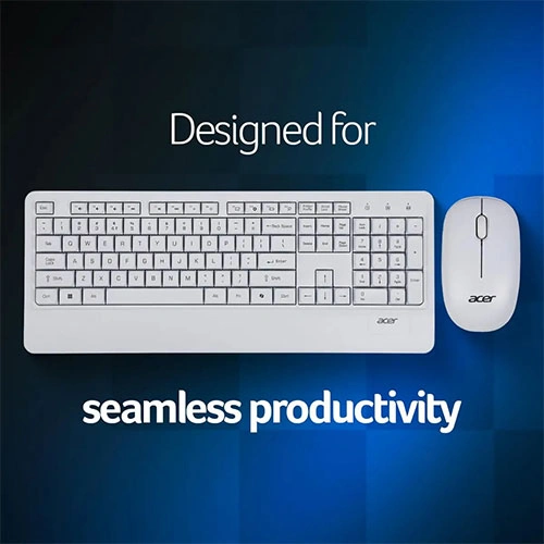 Acer Palmease Wireless White Keyboard and Mouse Combo
