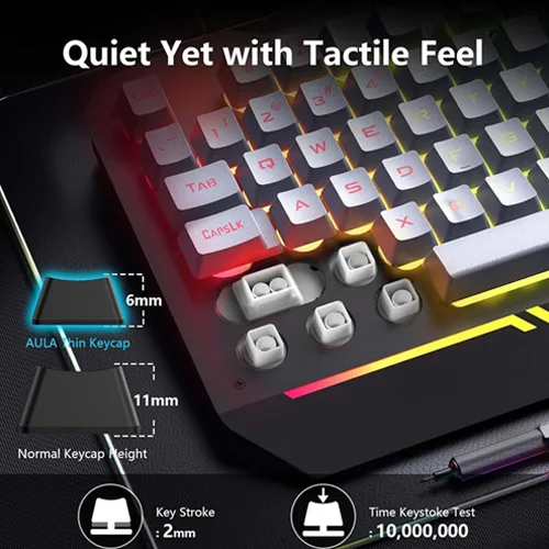 Aula T102 Gaming Keyboard and Mouse Combo With Black Panel Grey Keycaps
