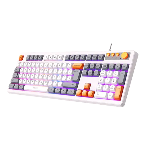 Fingers CubikCombo Rangeela Series RGB White & Orange-Grey Keyboard and Mouse
