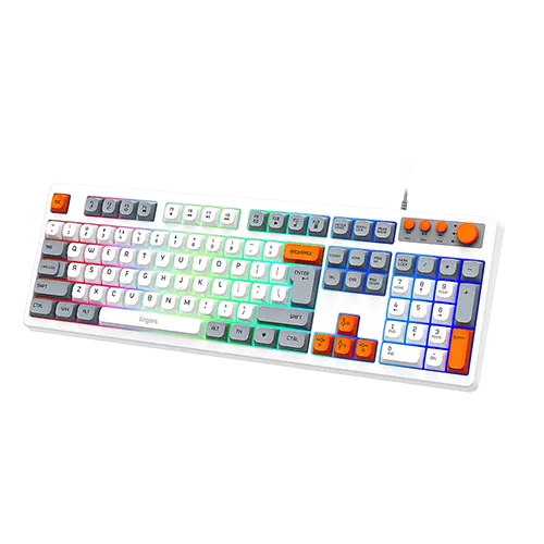 Fingers CubikCombo Rangeela Series RGB White & Orange-Grey Keyboard and Mouse
