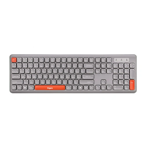 Fingers Exquisite Rangeela Series Pearl Grey and Orange Wireless Keyboard Mouse Combo
