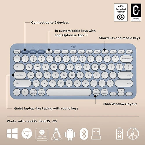 Logitech Pebble 2 Blue Keyboard and Mouse Combo