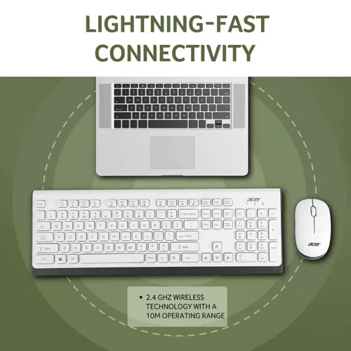 Acer Wireless White Keyboard and Mouse Combo