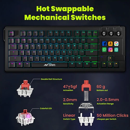 Ant Esports Apex 400 AI Hybrid Stream Deck RGB Mechanical Keyboard
