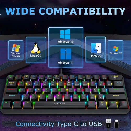 Ant Esports MK1300 V2 Mini RGB Keyboard with Blue Switches