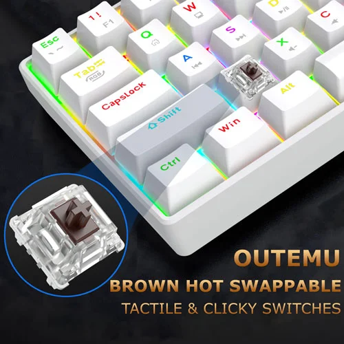 Ant Esports MK1300 V2 White Mini Keyboard with Brown Switches