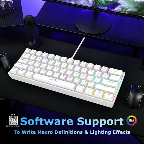 Ant Esports MK1300 V2 White Mini Keyboard with Brown Switches