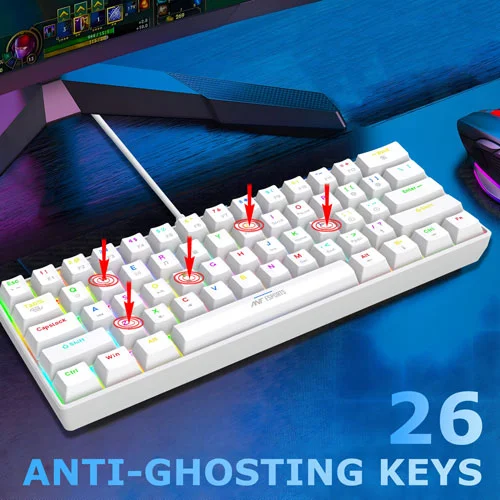 Ant Esports MK1300 V2 White Mini Keyboard with Brown Switches
