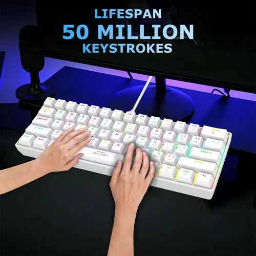 Ant Esports MK1300 V2 White Mini Keyboard with Brown Switches