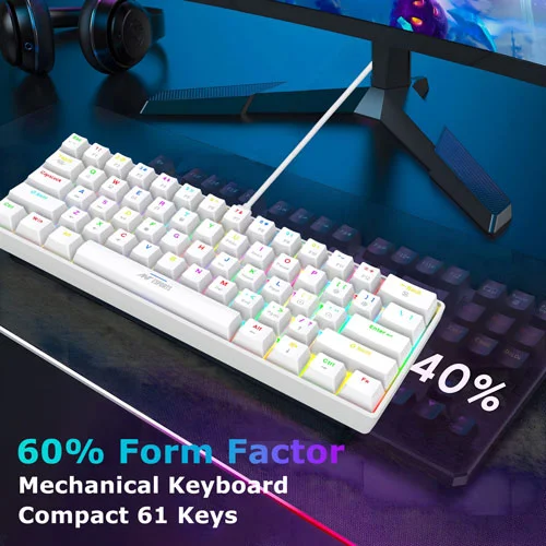 Ant Esports MK1300 V2 White Mini Keyboard with Brown Switches